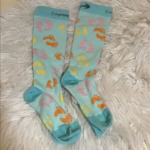Colorful Footprint Compression Socks